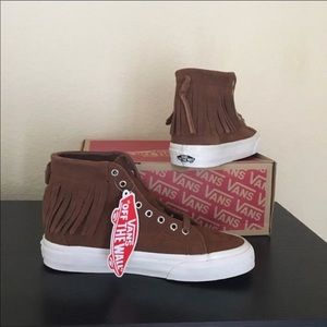 Vans Suede Moc Tan Fringe Brn SK8 Shoes (size 7.5)